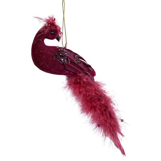 Елочная игрушка Птица 22x4.5 цвет розовый
