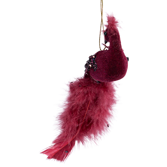 Елочная игрушка Птица 22x4.5 цвет розовый