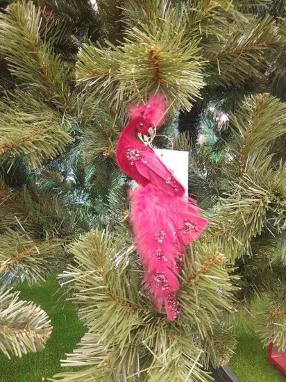 Елочная игрушка Птица 22x4.5 цвет розовый