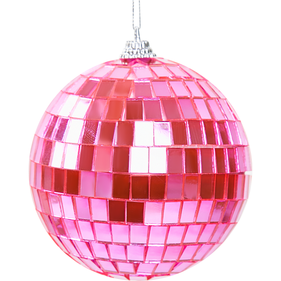 Елочное украшение Шар-диско пластиковый Christmas ø8 см цвет розовый