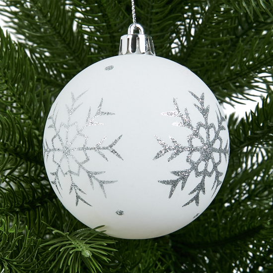 Елочное украшение Шар с узором Christmas ø7.8 см цвет белый