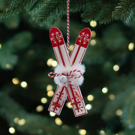 Елочная игрушка Лыжи 12x6 цвет красный