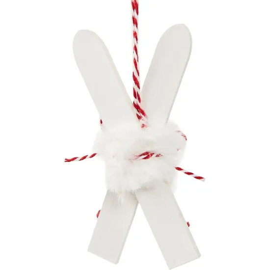 Елочная игрушка Лыжи 12x6 цвет красный