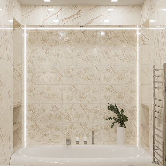 Плитка настенная Azori Forest Lucido Flow 31.5x63 см 1.59 м² глянцевая цвет бежевый мрамор