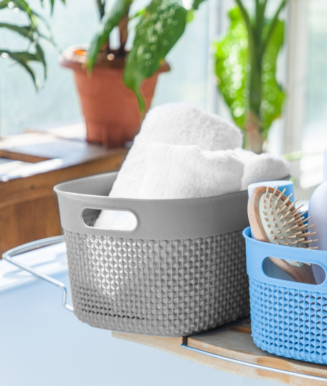 Корзинка для хранения Plast Team Oslo 26.6x22.1x15.1 см овальная цвет серый шторм