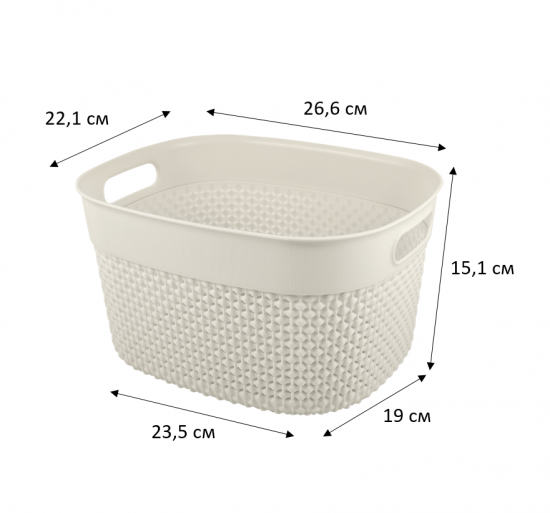 Корзинка для хранения Plast Team Oslo 26.6x22.1x15.1 см овальная цвет молочный