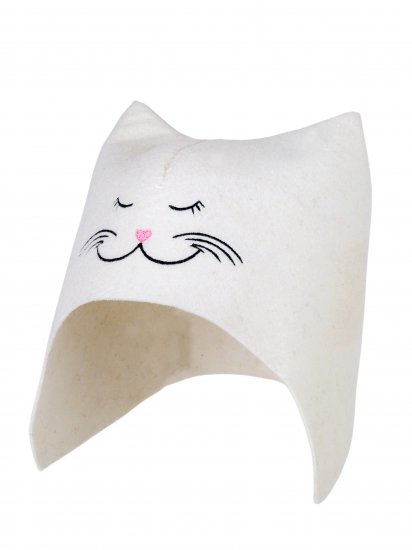 Шапка для бани Невский Банщик Кошечка с вышивкой фетр