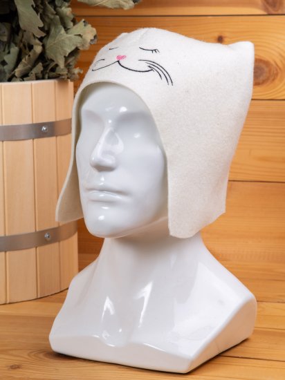 Шапка для бани Невский Банщик Кошечка с вышивкой фетр