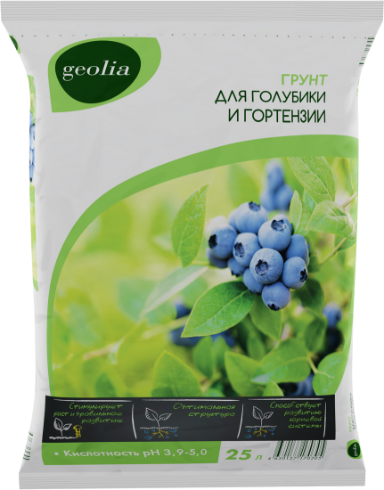 Грунт Geolia для голубики и гортензии 25 л