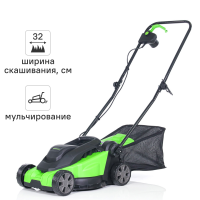 Газонокосилка электрическая Greenworks 2517807 1200 Вт 32 см