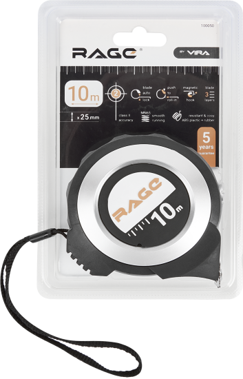 Рулетка Rage 100050 с автостопом 10 м x 25 мм