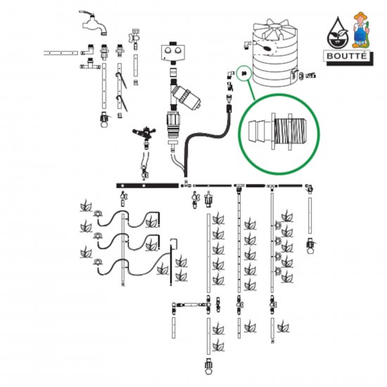 Штуцер для бочки Boutte 1/2