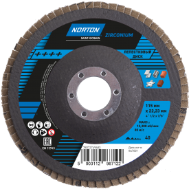 Круг лепестковый торцевой КЛТ2 Norton Р40 115x22.2 мм