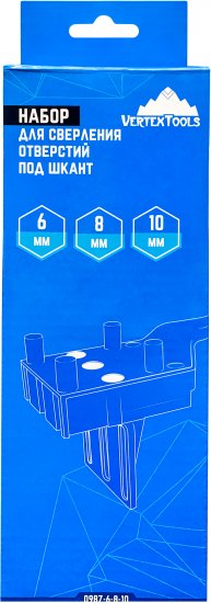 Набор для сверления отверстий под шкант Vertextools 0987-6-8-10, 6/8/10 мм