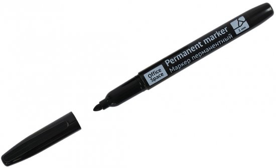 Маркер перманентный Office Space 352144 черный 1 и 3 мм, 2 шт.