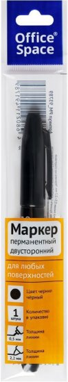 Маркер перманентный двусторонний Office Space 353619 черный 0.5 и 2.2 мм