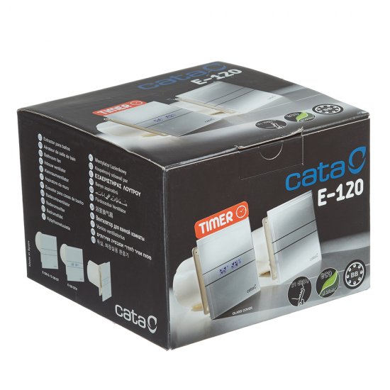 Вентилятор осевой Cata E-120 GT с таймером 180х180 мм d120 мм белый