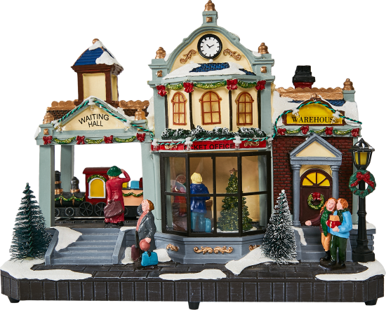 Композиция новогодняя светодиодная Железнодорожная станция 31x15x25