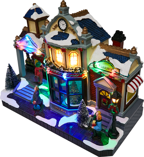 Композиция новогодняя светодиодная Железнодорожная станция 31x15x25