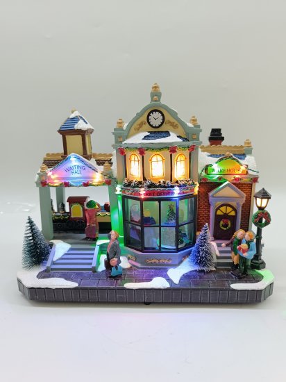 Композиция новогодняя светодиодная Железнодорожная станция 31x15x25