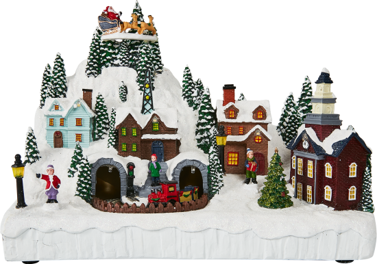 Композиция новогодняя светодиодная Город в снегу 31x17x23 см