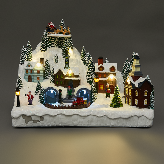 Композиция новогодняя светодиодная Город в снегу 31x17x23 см
