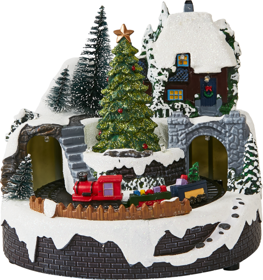 Композиция новогодняя светодиодная Поезд вокруг елки 19x19x18 см