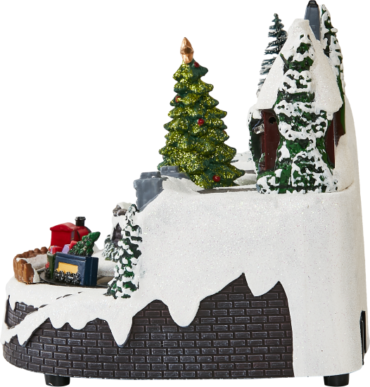 Композиция новогодняя светодиодная Поезд вокруг елки 19x19x18 см