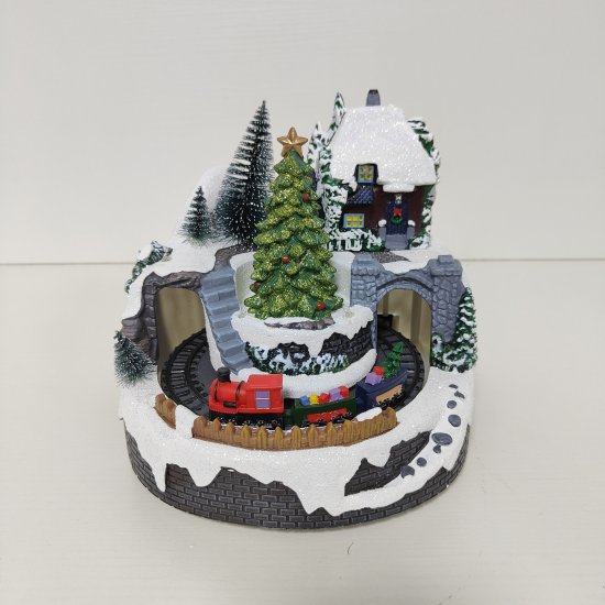 Композиция новогодняя светодиодная Поезд вокруг елки 19x19x18 см