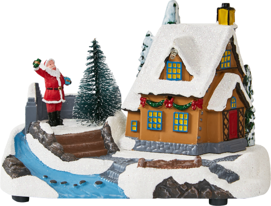 Композиция новогодняя светодиодная Домик у реки 17x11x12 см