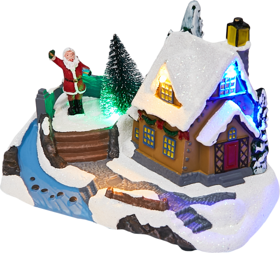 Композиция новогодняя светодиодная Домик у реки 17x11x12 см
