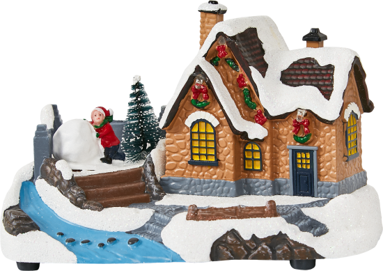 Композиция новогодняя светодиодная Домик у реки 17x11x12 см