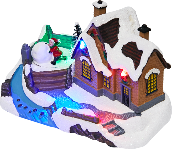 Композиция новогодняя светодиодная Домик у реки 17x11x12 см