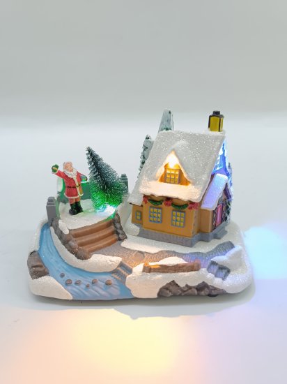 Композиция новогодняя светодиодная Домик у реки 17x11x12 см
