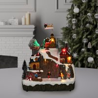 Композиция новогодняя светодиодная Каток в скалах 27x22x29 см