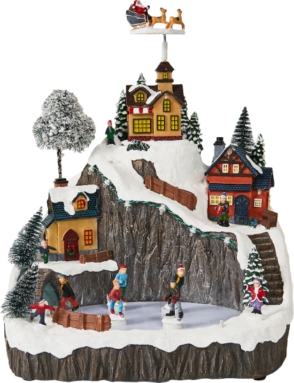 Композиция новогодняя светодиодная Каток в скалах 27x22x29 см