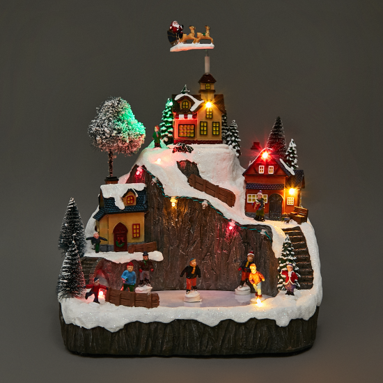 Композиция новогодняя светодиодная Каток в скалах 27x22x29 см