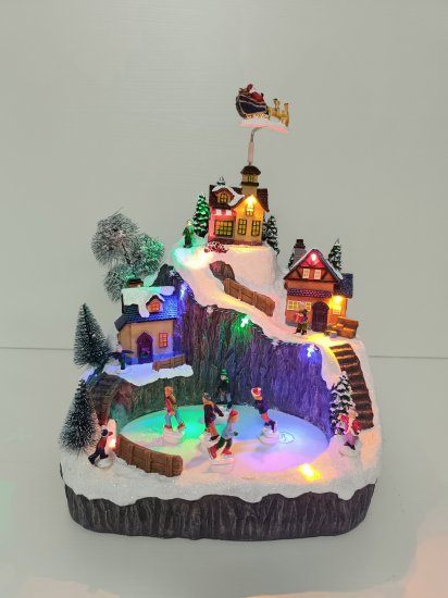 Композиция новогодняя светодиодная Каток в скалах 27x22x29 см
