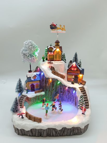 Композиция новогодняя светодиодная Каток в скалах 27x22x29 см