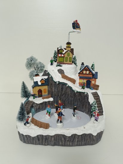 Композиция новогодняя светодиодная Каток в скалах 27x22x29 см