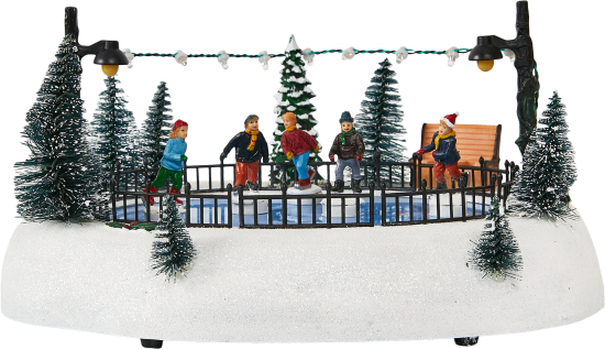 Композиция новогодняя светодиодная Дети на катке 27x20x13 см