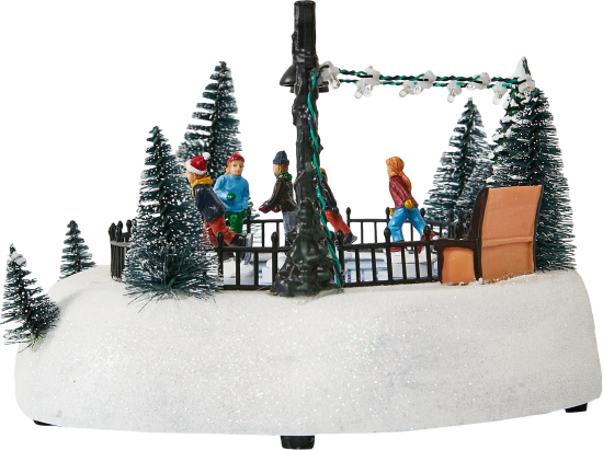 Композиция новогодняя светодиодная Дети на катке 27x20x13 см