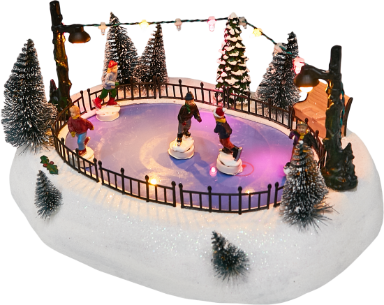 Композиция новогодняя светодиодная Дети на катке 27x20x13 см