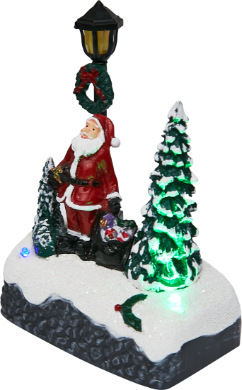Композиция новогодняя светодиодная Санта у елки 12.5см