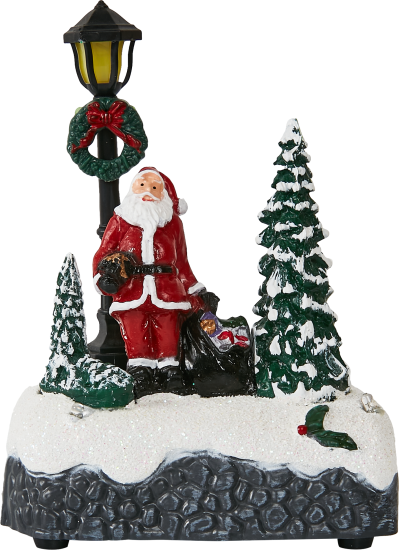 Композиция новогодняя светодиодная Санта у елки 12.5см