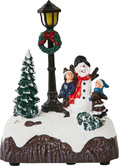 Композиция новогодняя светодиодная Санта у елки 12.5см