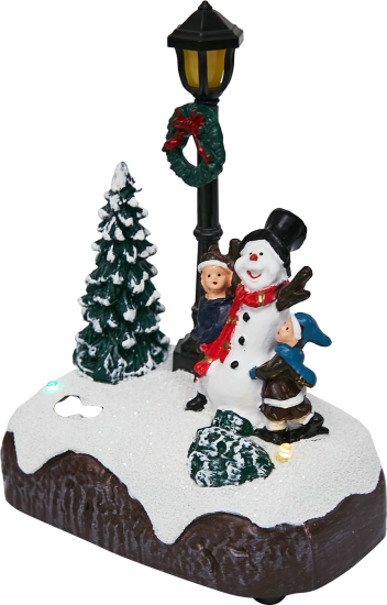 Композиция новогодняя светодиодная Санта у елки 12.5см