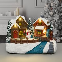 Композиция новогодняя светодиодная Дети со снеговиком 19x13x14 см