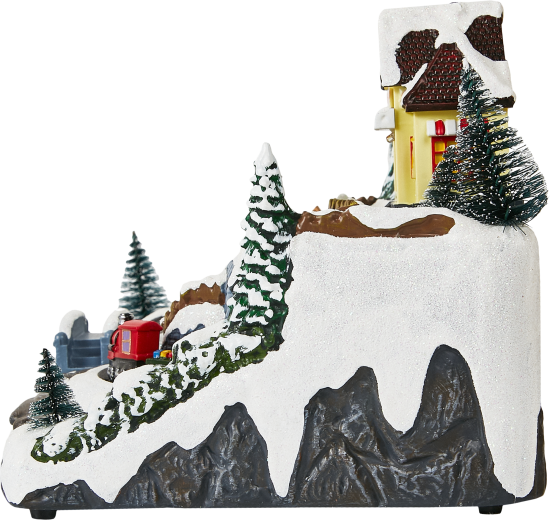 Композиция новогодняя светодиодная Магазин подарков у реки 30x20x13 см