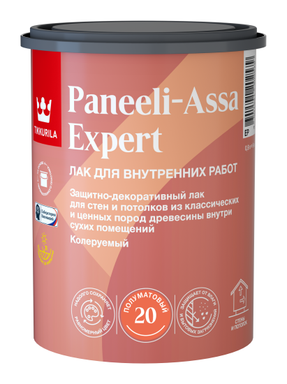 Лак для стен и потолков Tikkivala Paneeli-Assa Expert База EP бесцветный полуматовый 0.9 л